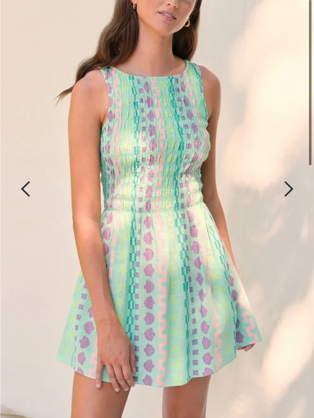 Saylor Elenor dress Mint & Pink Patterned Sleeveless Summer Dress xs